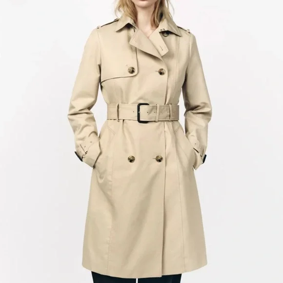 LAST CHANCE Zara 2025 Classic Beige Double-Breasted Belted Trench Coat NWT
