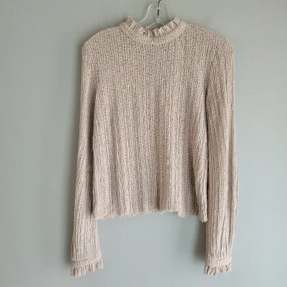 Zara Collection Long Sleeve Lightweight Sheer Sweater Top Size M