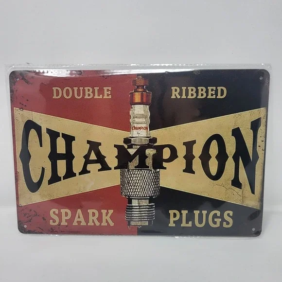 Champion Spark Plugs Metal Garage Mancave Workshop Retro Vintage Look Signs