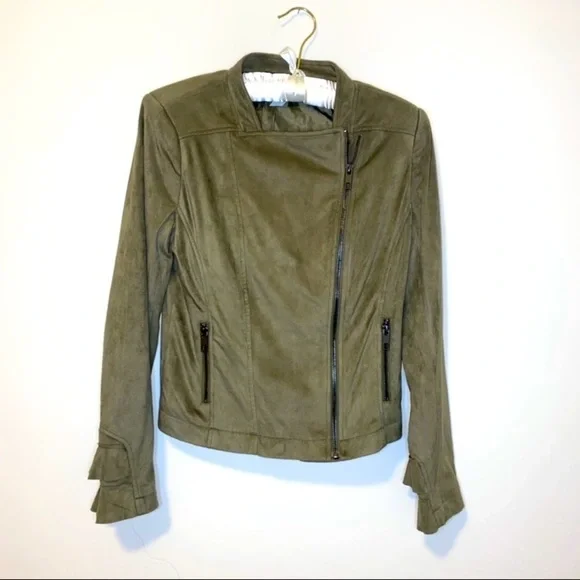 NWOT G by Giuliana Green Faux Suede Moto Jacket XS New without tags