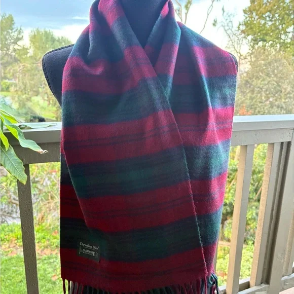 Christian Dior Red Green Blue Plaid Men’s Scarf