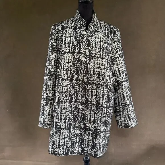 Lane Bryant Metallic Black & White Tweed Coat – Mid-Length, Lined Size 18/20