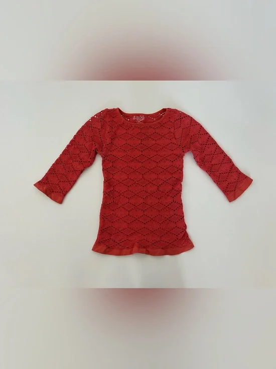 Intimately Free People Seamless 3/4 Sleeve Laser Cut Top Crotchet Cutout Fishnet