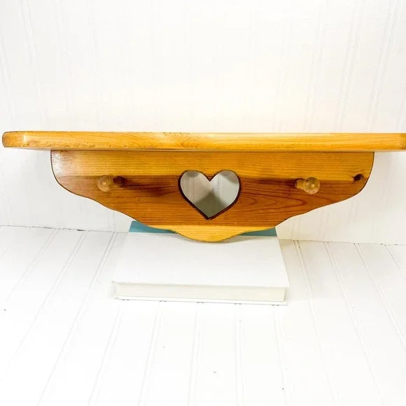 Country Wooden Heart Curio Shelf - Vintage Farmhouse Decor