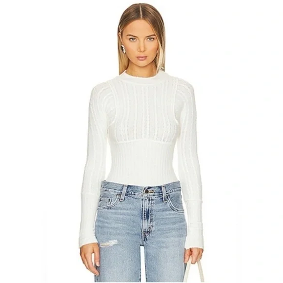 Free People Keep Me Warm Bodysuit Coconut Milk Ivory White Women's Size XL