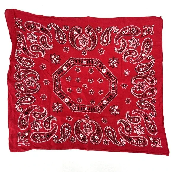 Vintage 60s FAST COLOR Red‎ Bandana Elephant Trunk Up Paisley Work Wear