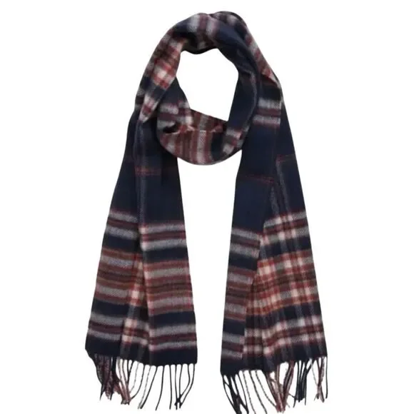 Nordstrom Cashmere Wool Blend Navy Magic Tartan Scarf NEW MSRP $89