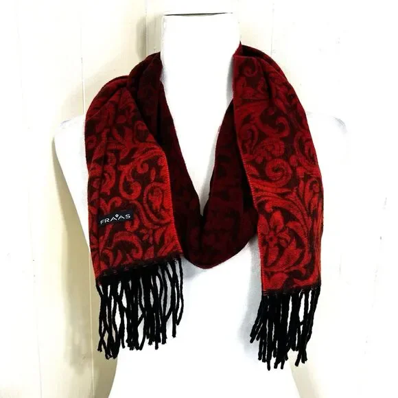 Fraas Cashmink Red & Orange Brown Scarf 11.5