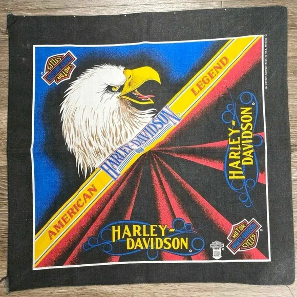 Vintage 1980s Harley Davidson USA Motorcycles Bandana HD 80s Screaming Eagle