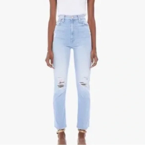MOTHER Denim High Waisted Rider Ankle Fray In Island Afterhours 30 NWOT