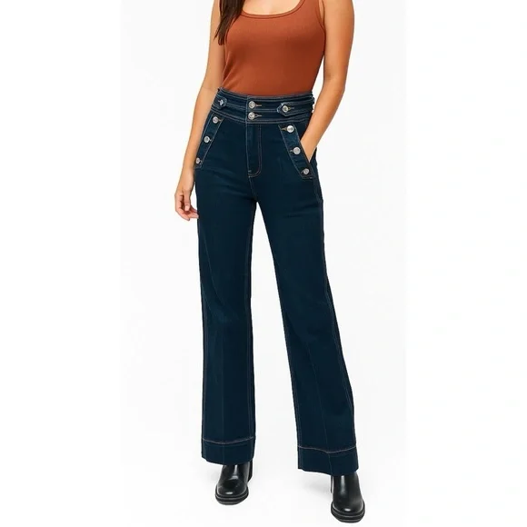 CURRENT / ELLIOT Dark Wash Wide Leg Western Style Jeans