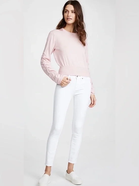 7 For All Mankind Ankle Length Skinny High Rise Button Fly White Jeans Size 29