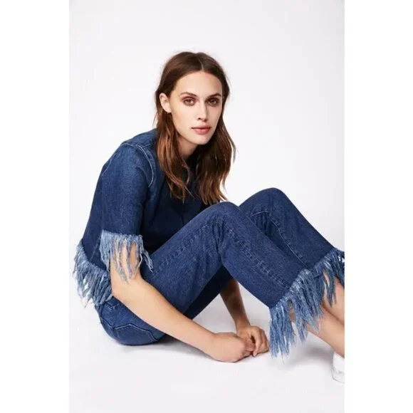 💕3x1💕 Straight Crop Fringe Jean Button Fly High Waisted Cropped ~ Lima 27 NWT