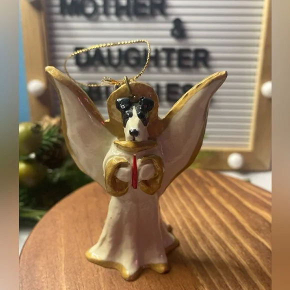 Ceramic Angel Dog Ornament