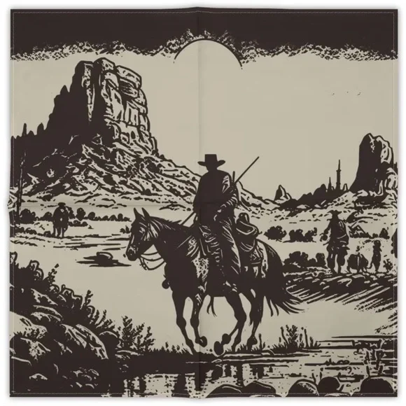 🐎 Western Desert Cowboy Scene Square Bandana Scarf