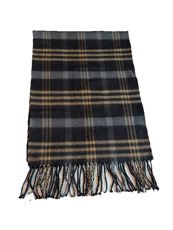 Vintage 100% Cashmere Plaid Scarf Unisex 68X12