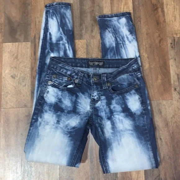 Y2K Acid Washed Bleached Denim Jeans Size 0 Juniors Women’s Retro Fit
