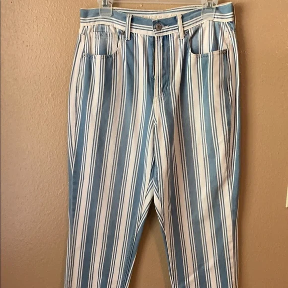 American Eagle Outfitters Blue and White Straight Leg Jeans