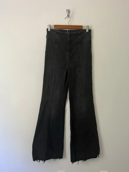We The Free People Curvy High Rise Flare Festival Hippie Jeans Black 28