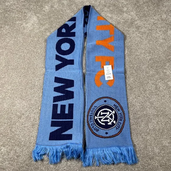 Adidas Unisex OSFA Blue Knit‎ Winter Fringe New York City FC MLS Scarf NWT