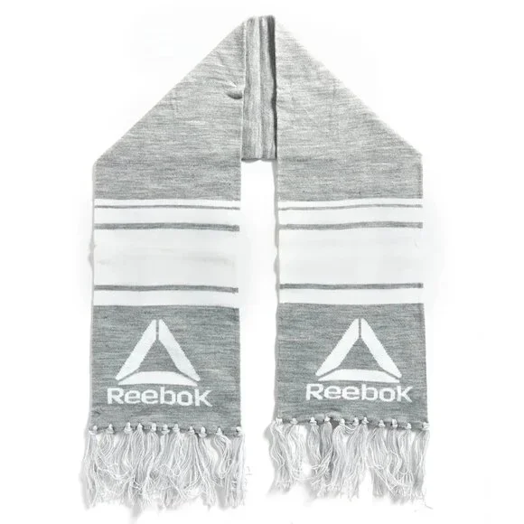 Reebok‎ Light Grey Rally Scarf With Logo fringe Bottom NWT