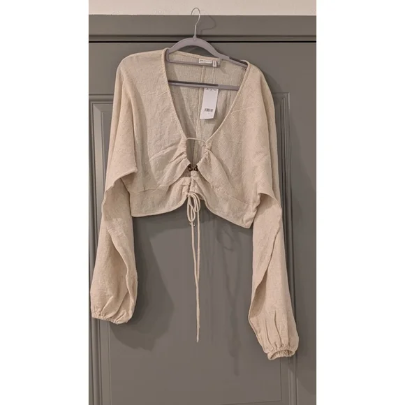 Women's ASOS DESIGN Plus Size 14 Beige Crop Top with Drawstring