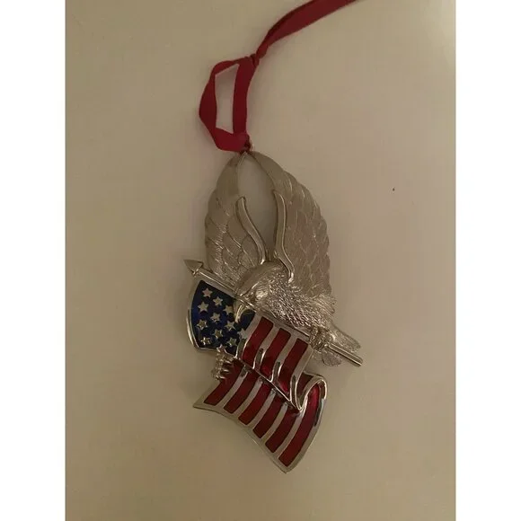Gorham Eagle Of Liberty Ornament. Back Says United We Stand. American Flag/Eagle