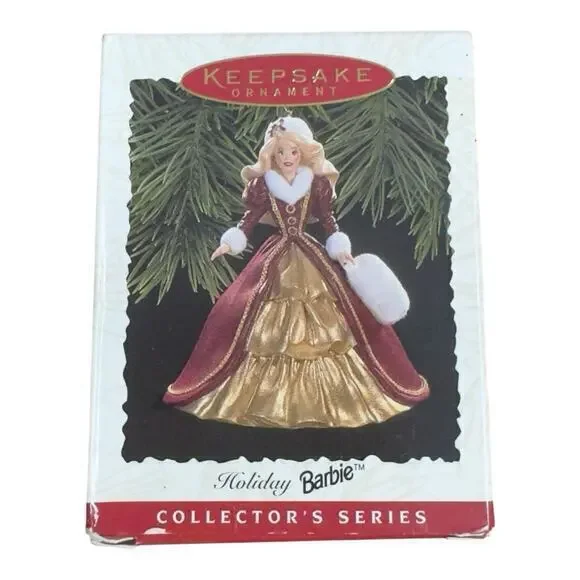 New 1996 Hallmark Keepsake Ornament Holiday Barbie 4th In Series