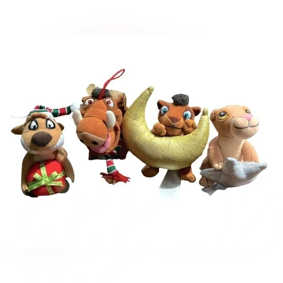 Disney Exclusive VINTAGE SET, CHRISTMAS ORNAMENTS SIMBA NAYLA TIMBON & PUUMBA