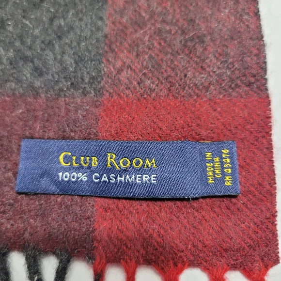 Club Room Red and Black Cashmere Scarf