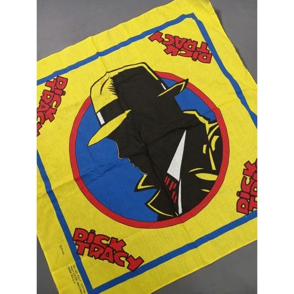 1990 Disney Dick Tracy Yellow Graphic Bandana with Original Price Tag