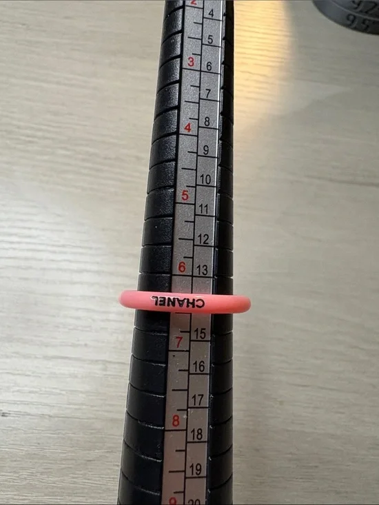 CHANEL Coral Pink Logo Rubber Ring
