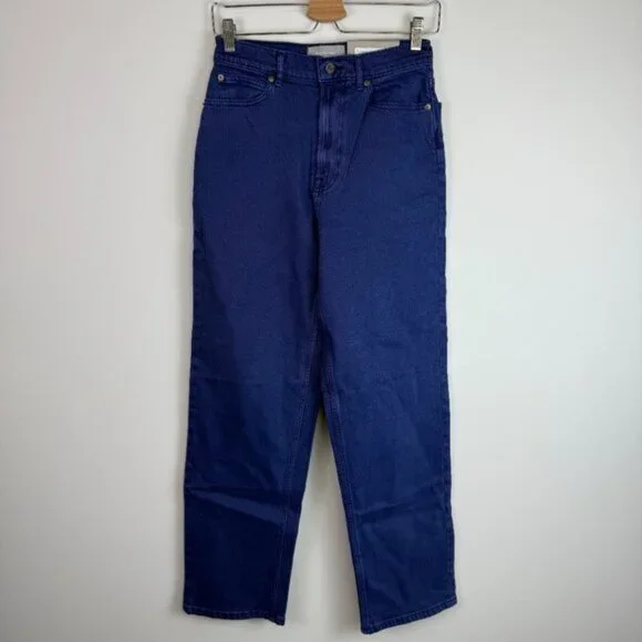 Everlane The Way High Straight Leg Organic Cotton Jean Coal Blue Tall 25T