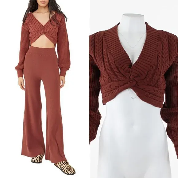 Free People Emilie Sweater in Cherry Cola
