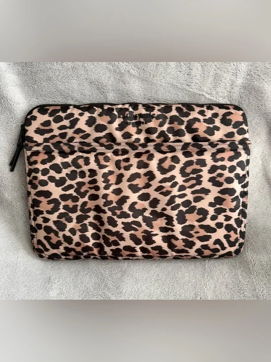 kate spade Leopard Print Laptop Pouch in Beige and Black