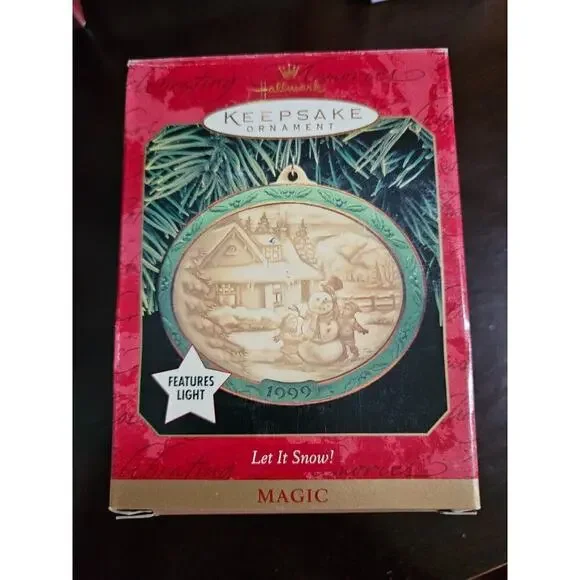 Hallmark Keepsake Let It Snow 1999 Porcelain Magic Light New Christmas Ornament
