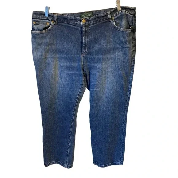 Lauren Ralph Lauren Blue Jeans Classic Straight Women Plus Size 20W Pockets