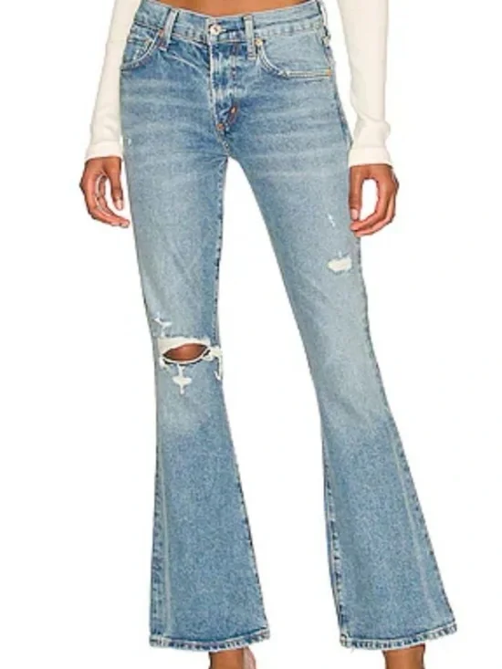Citizens of Humanity Distressed Medium Blue Flare Jeans
