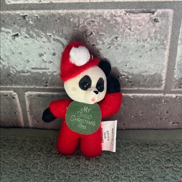 Hallmark 1986 Child’s Third Christmas Panda Christmas Ornament