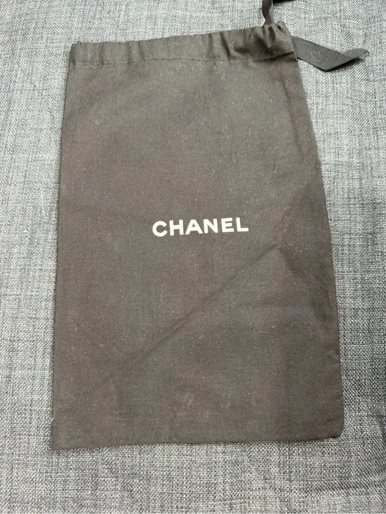 CHANEL Black Dust Bag Pouch with White Logo