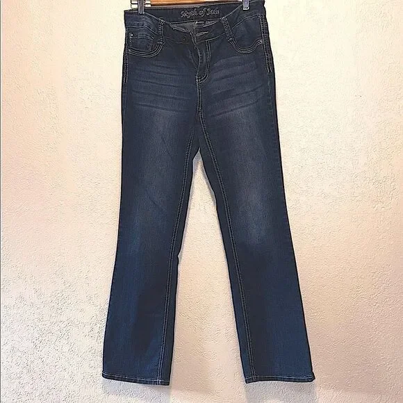 Myth of Jade dark denim topstitch jeans Sz 8