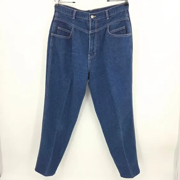 Vintage Gitano Mom Jeans Womens 18 Blue Denim High Rise Tapered Leg 80s Retro