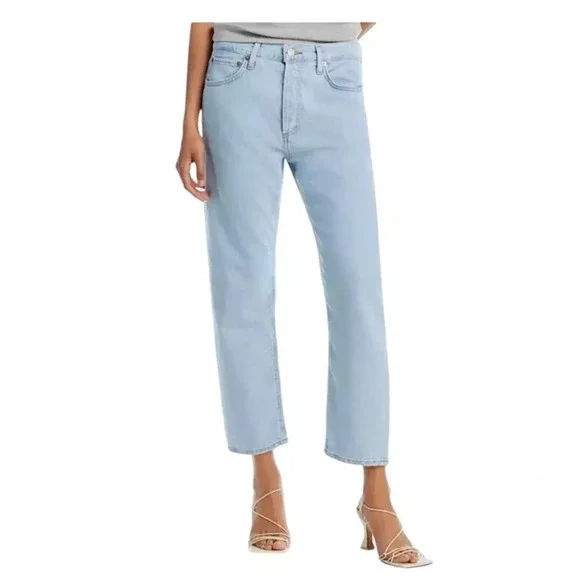 AGOLDE PARKER Jeans Button Fly Straight Cropped Relaxed Pivot Light Wash 25