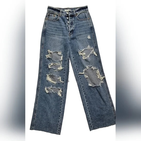 Women's Distressed Blue Jeans