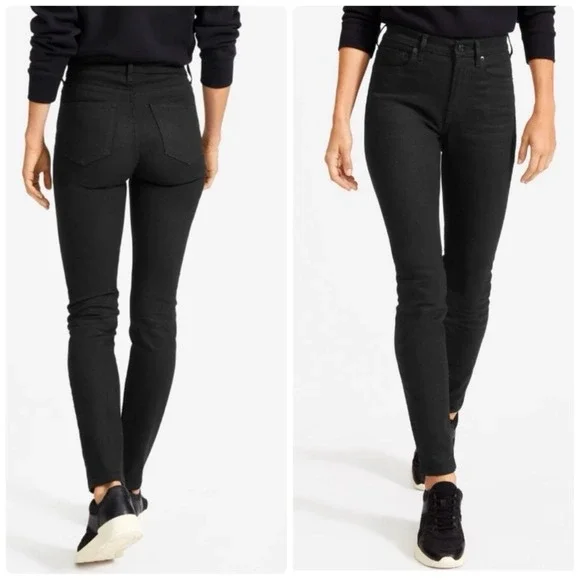 Everlane The Way-High Skinny Jeans Size 25 Ankle Black‎ High Rise Cotton Blend