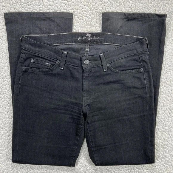 7 For All Mankind Bootcut‎ Jeans Women's Size 31 Black Boho Western Rodeo