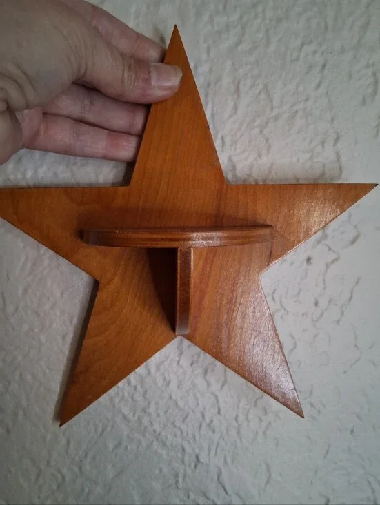 Handcrafted Small Star Wall Shelf in Warm Brown - Rustic Home Accent 8