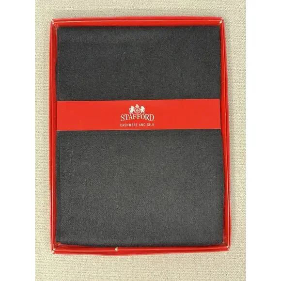 New Stafford Men's Cashmere & Silk Scarf Black/charcoal color in gift‎ box