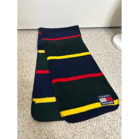 Tommy‎ Hilfiger Mens Striped Scarf Winter Warm Blue Green Red Yellow