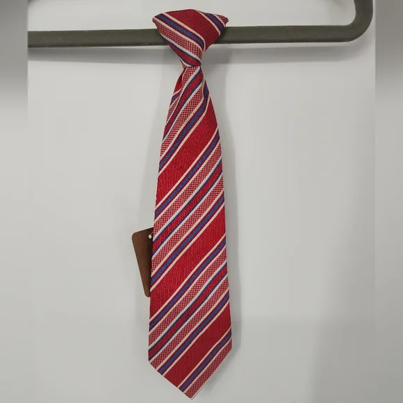 George Kids Red White and Blue Striped Clip On Tie Boys Small 12